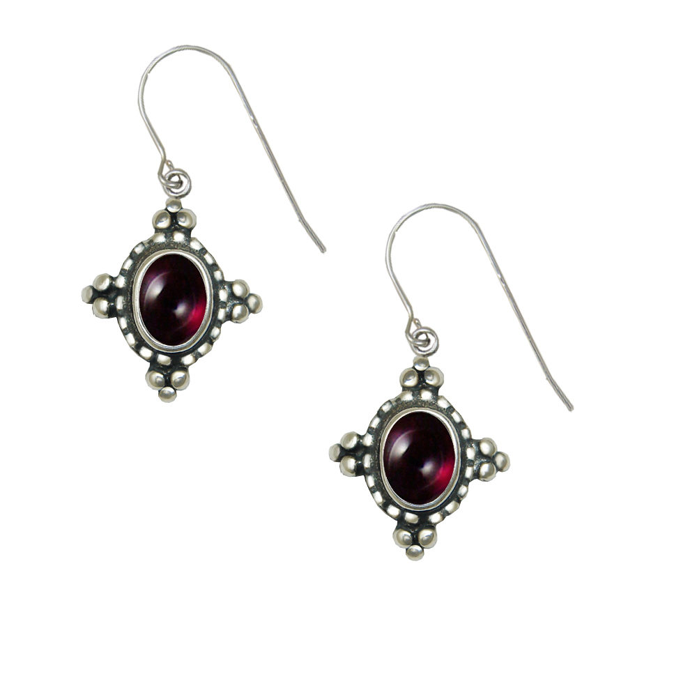 Sterling Silver Little Garnet Gemstone Drop Dangle Earrings